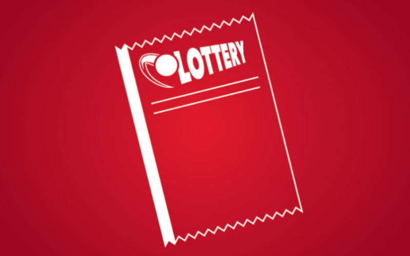 lottery ticket on red background