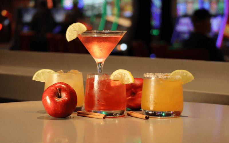 4 fall inspired cocktails on a bar